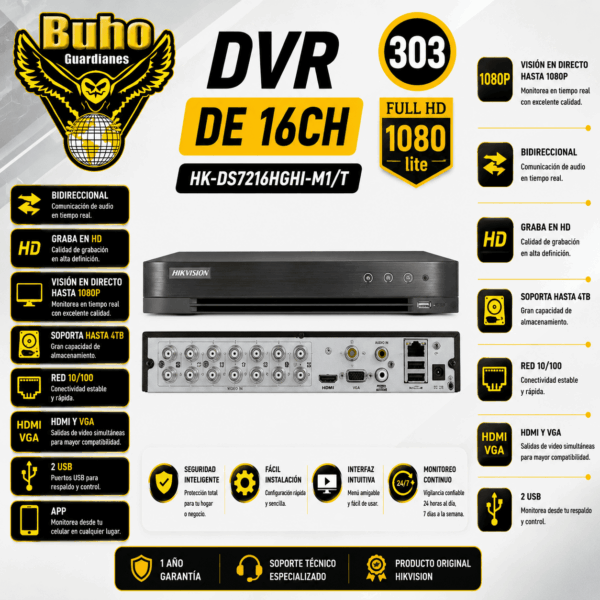 303-DVR 16CH 1HDD CON AUDIO