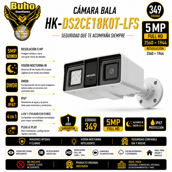 349-BULLET 5MP 3K SMART HYBRID LIGHT IR 60M 2,8MM C/AUDIO