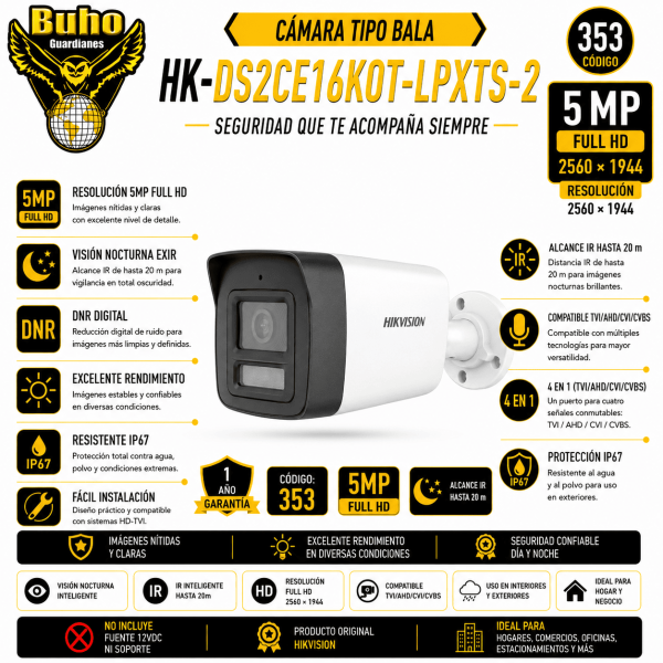 353-TURBO 8.0 BULLET 3K AUDIO 2 VIAS & SIRENA IR25M 2.8MM