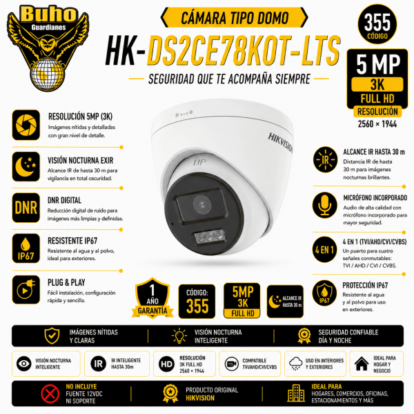 355-TURBO 8.0 TURRET FIJA 3K AUDIO 2 VIAS IR40M 2.8MM