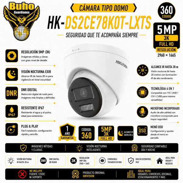 360-TURBO 8.0 TURRET FIJA 3K AUDIO 2 VIAS & SIRENA IR40M 2.8MM