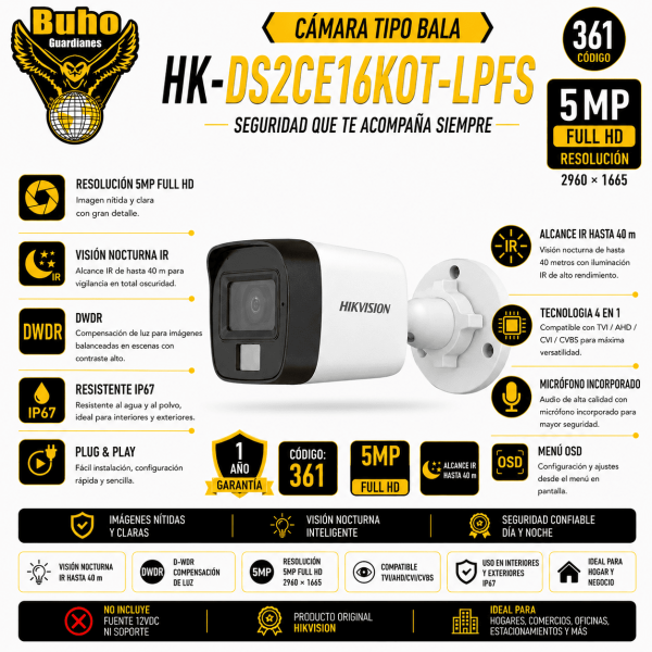 361-TURBO 8.0 BULLET 3K AUDIO 2 VIAS IR25M 2.8MM