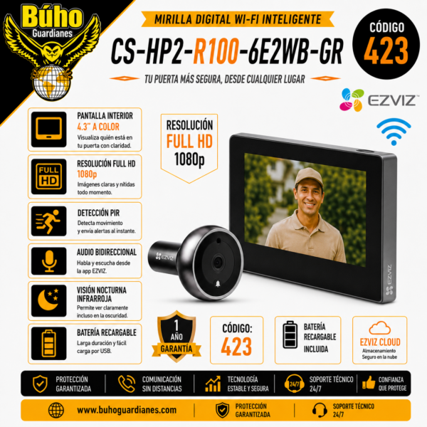 423 - MIRILLA CON MONITOR 4.3" DE 2MP - VIDEOPORTERO