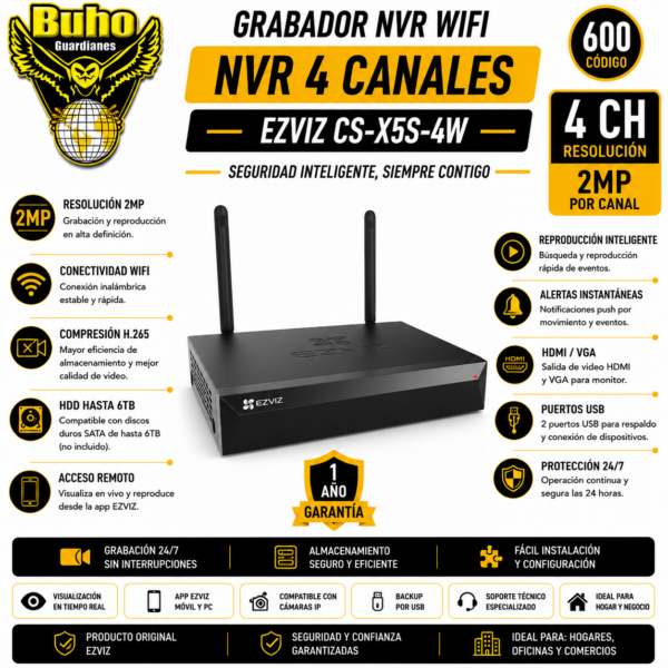 600 - NVR 4CH SIN DISCO DURO WIFI