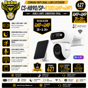 627 - CAM IP PT LENTE DUAL EXTERIOR 4MP + 4MP + PANEL SOLAR