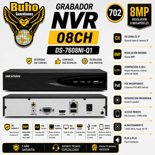 702-NVR 8CH 1 SATA
