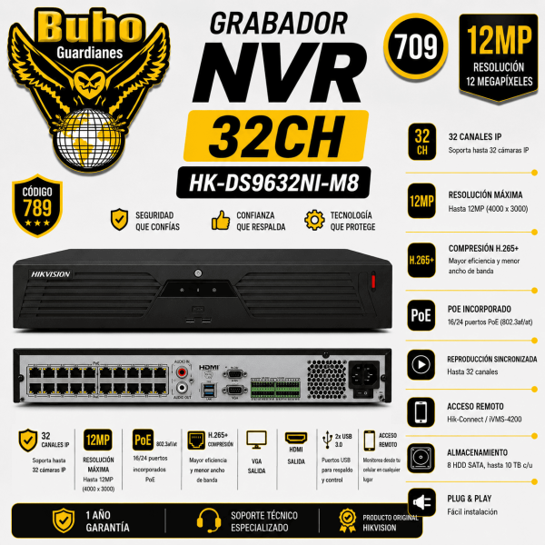709-NVR 32CH POE HASTA 4 HDD