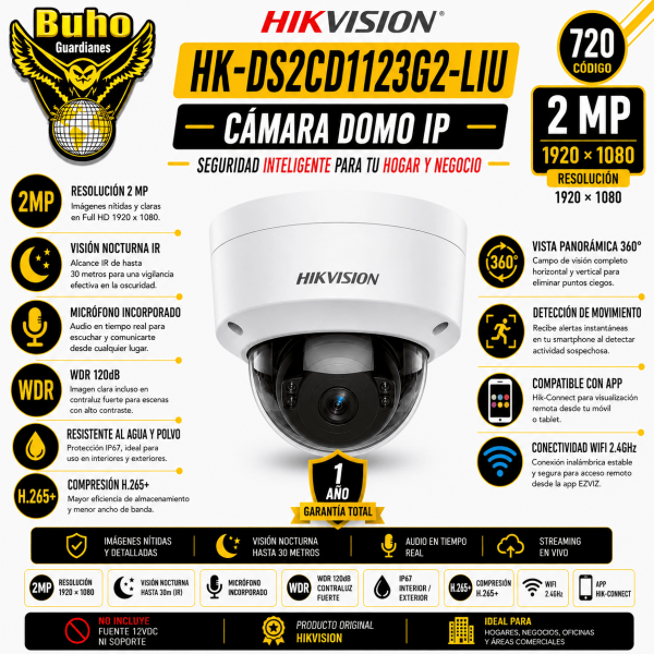 720-DOMO IP 2MP SMART HYBRID LIGHT 2.8MM CON IR Y AUDIO