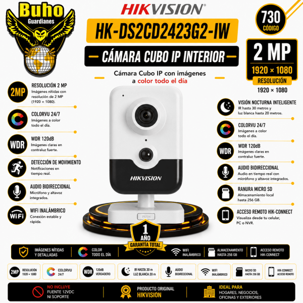 730-CAMARA CUBO WIFI 2MP C/LENTE 2.8MM INTERIOR