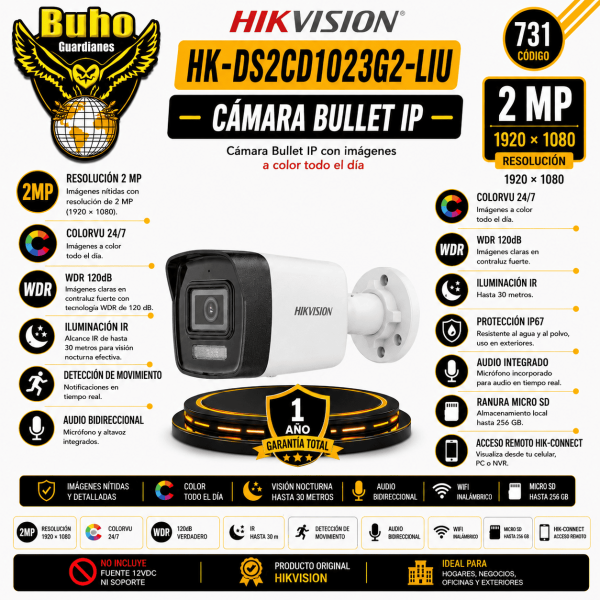 731-BULLET IP 2MP SMART HYBRID LIGHT 2.8MM CON IR Y AUDIO