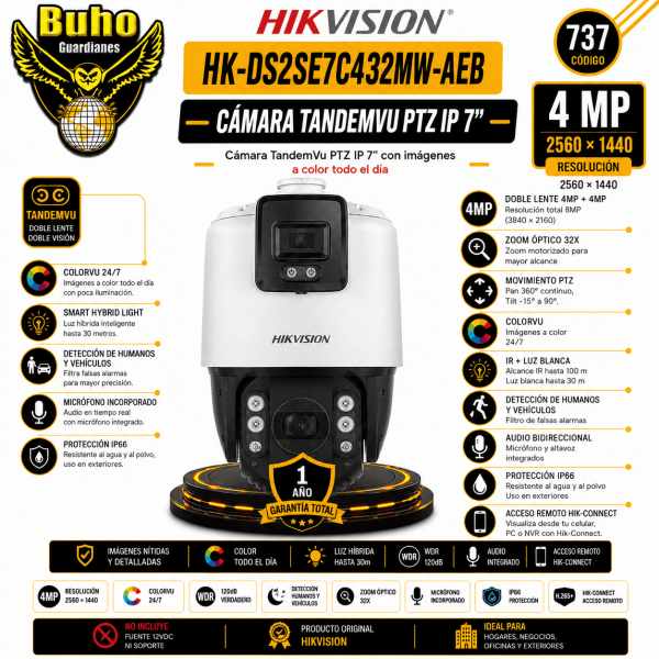 737-TANDEMVU PTZ IP 7" 4MP 32X + 4MP 2.8MM