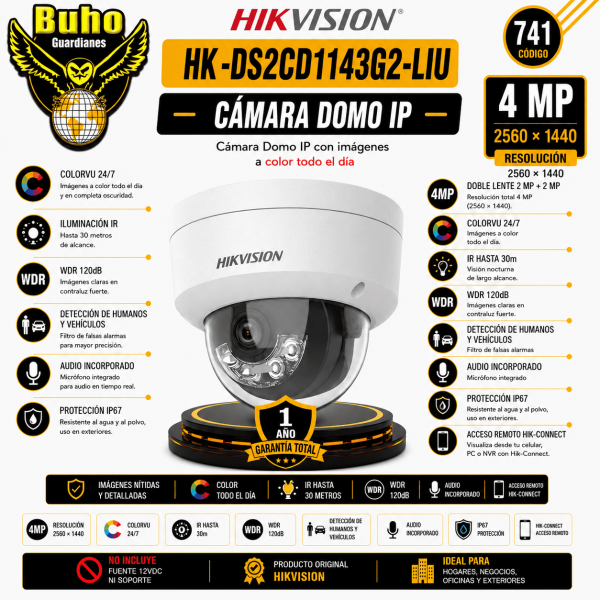741-DOMO IP CON IR EXTERIOR 4MP 2.8MM