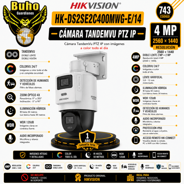 743-TANDEMVU PT IP 2" 4MP 2.8MM + 4MP 2.8MM