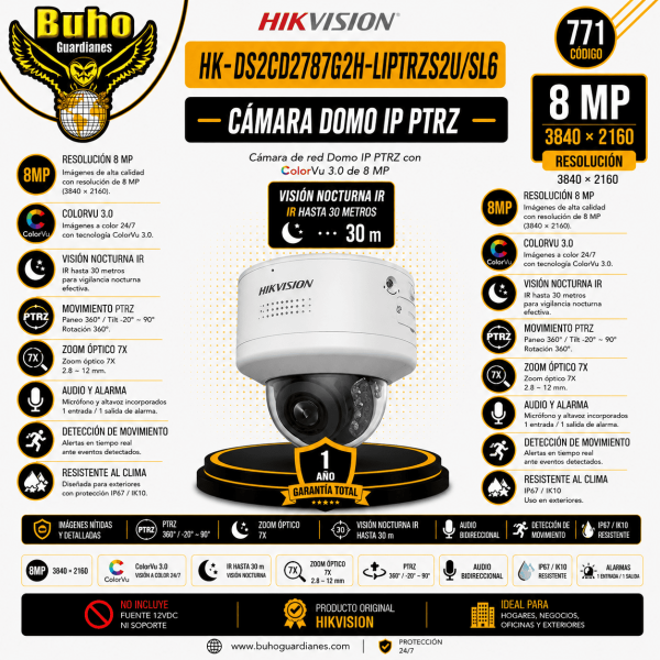 771-DOMO IP 8MP COLORVU LENTE MOTORIZADO 2.8-12MM SMART HYBRID LIGHT