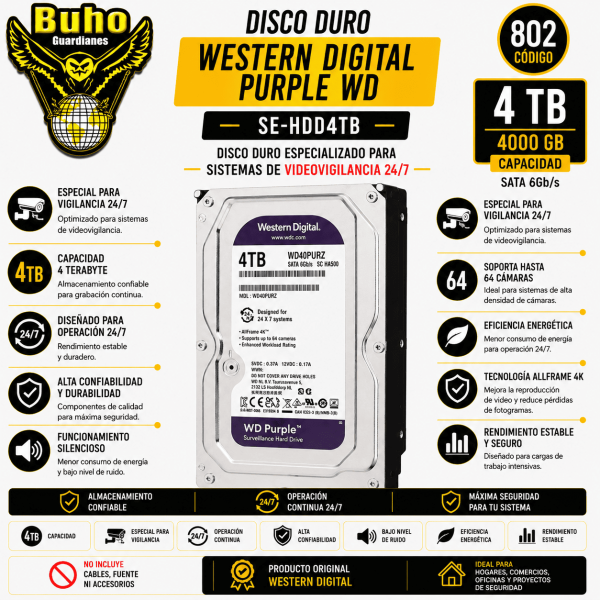 802-DISCO DURO PURPLE WD 4 TERAS SATA