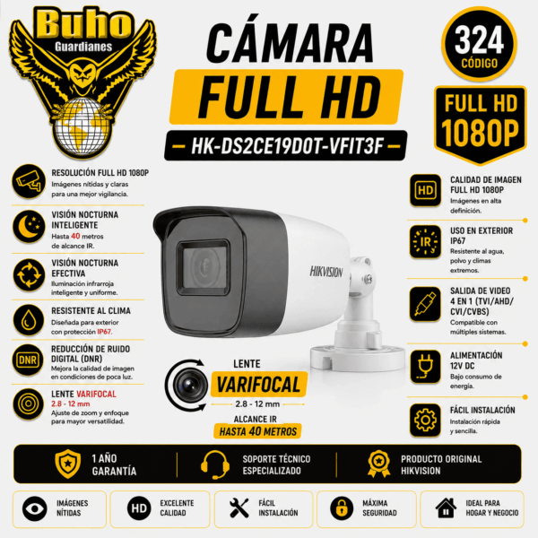 324-BULLET EXTERIOR 1080P IR 40M 2.8-12MM