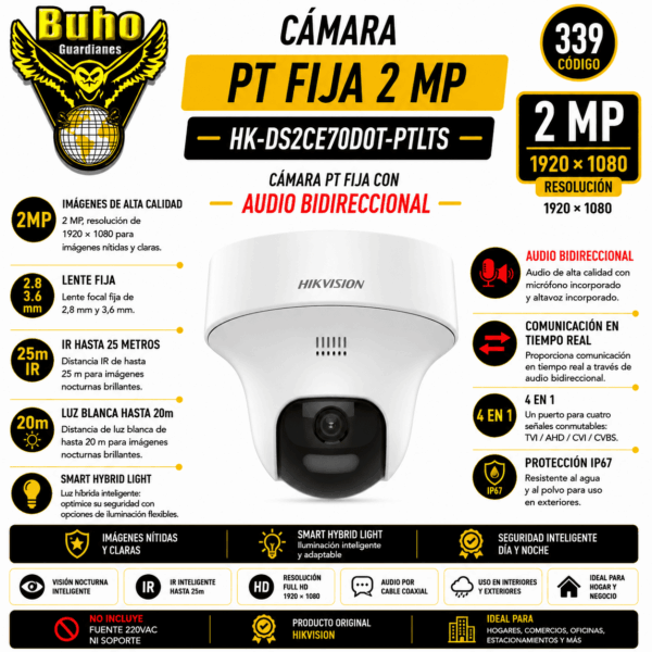 339-PT 2MP SMART HYBRID LIGHT IR 25M 2.8MM AUDIO 2 VIAS