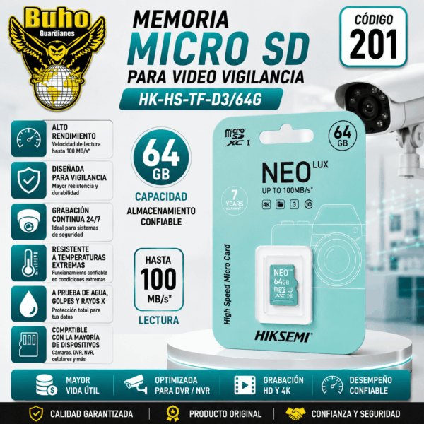 201-MEMORIA MICRO SD 64GB NEO LUX
