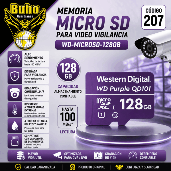 204-MICROSD 128GB PARA VIDEO VIGILANCIA - PURPLE