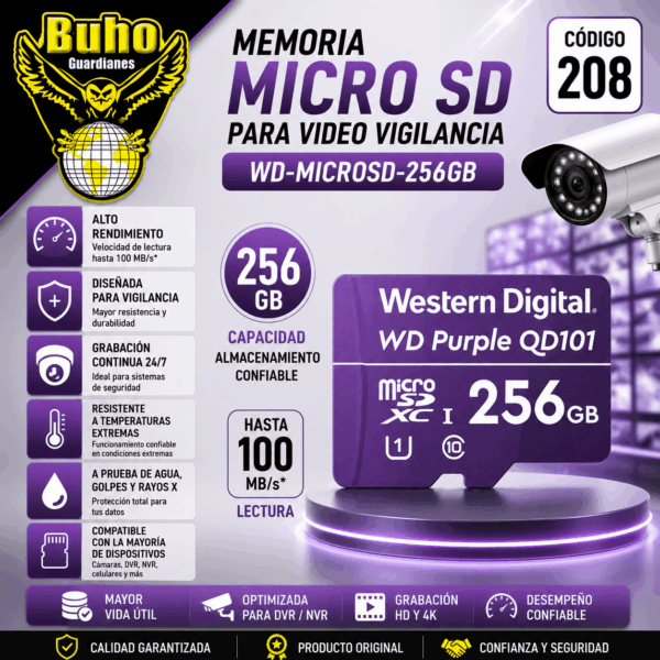 206-MICROSD 256GB PARA VIDEO VIGILANCIA - PURPLE