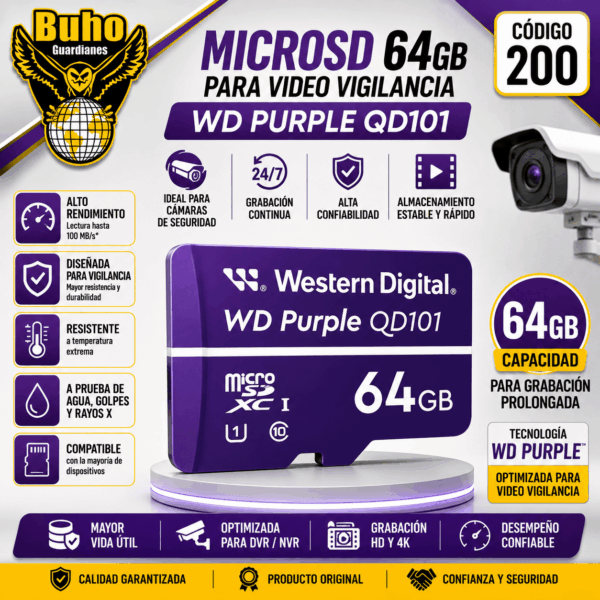 200-MICROSD 64GB PARA VIDEO VIGILANCIA - PURPLE
