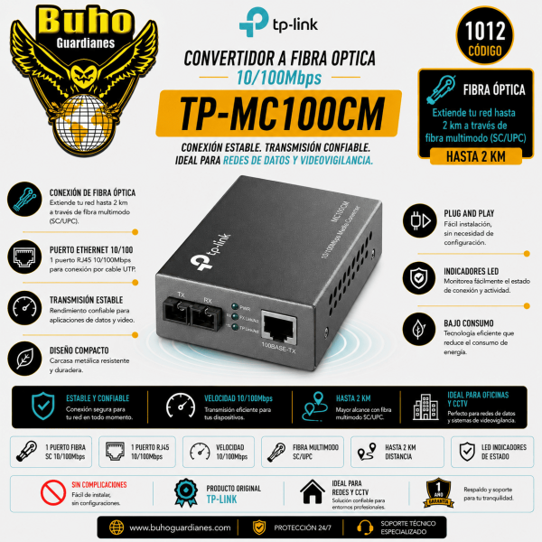 1012-CONVERTIDOR A FIBRA OPTICA 10/100 DE RJ45 A MULTI MODO (2)