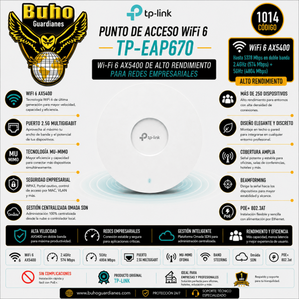 1014-Punto de acceso WiFi 6 de montaje en techo AX5400