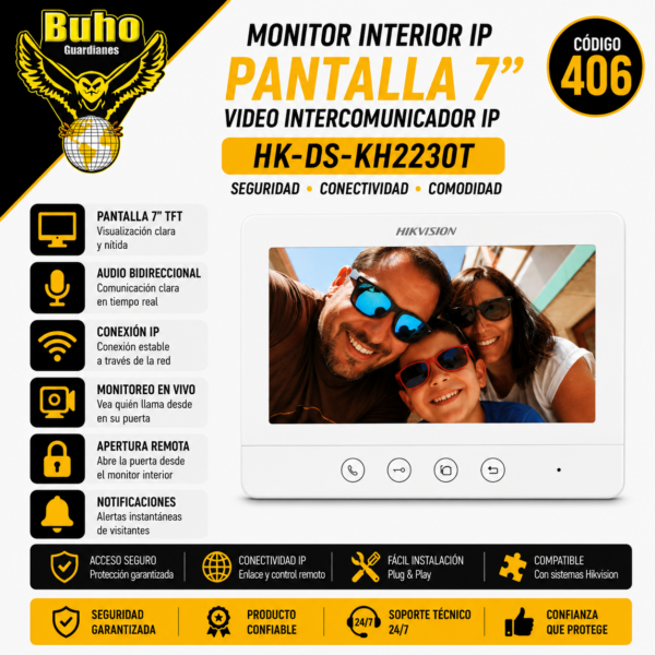406 - MONITOR ADICIONAL P/VIDEO PORTERO ANALOGICO HK-DS-KIS213