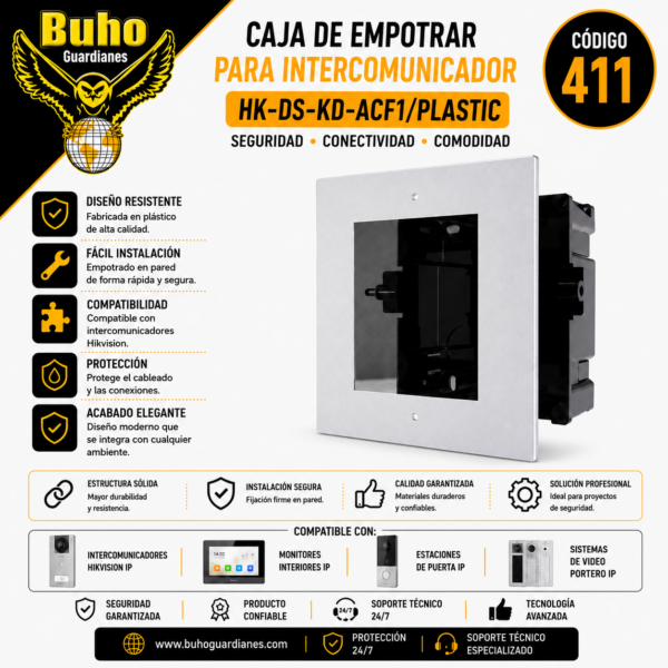 411 - MONTAJE EMPOTRADO PARA UN MODULO DE VIDEOPORTERO
