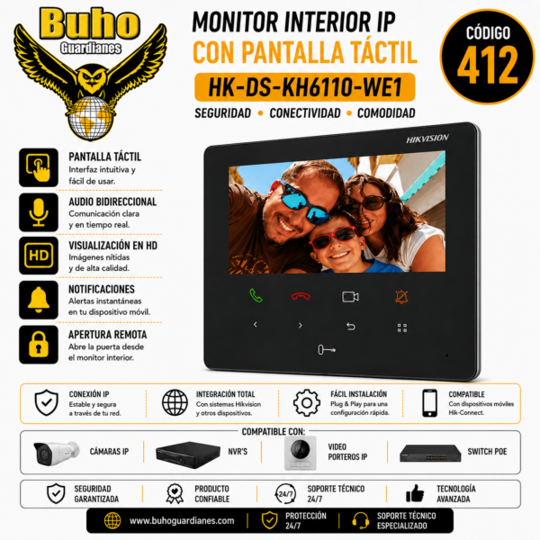 412 - MONITOR VIDEO PORTERO 4.3" P/INTERIOR