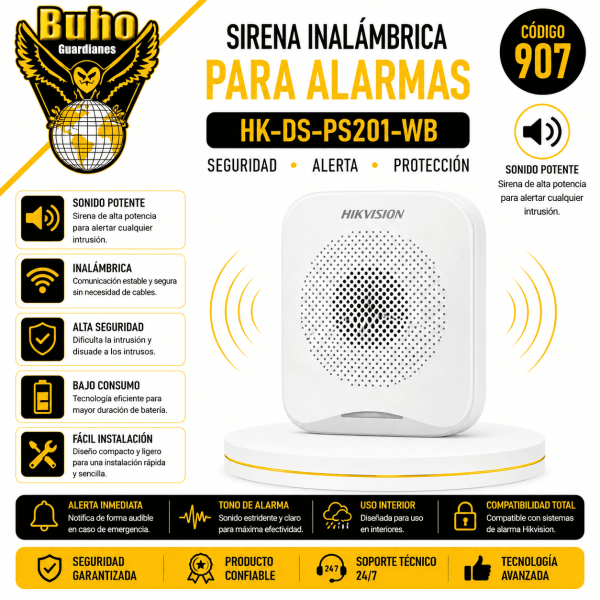 907-AX HOME SIRENA INALAMBRICA PARA INTERIOR