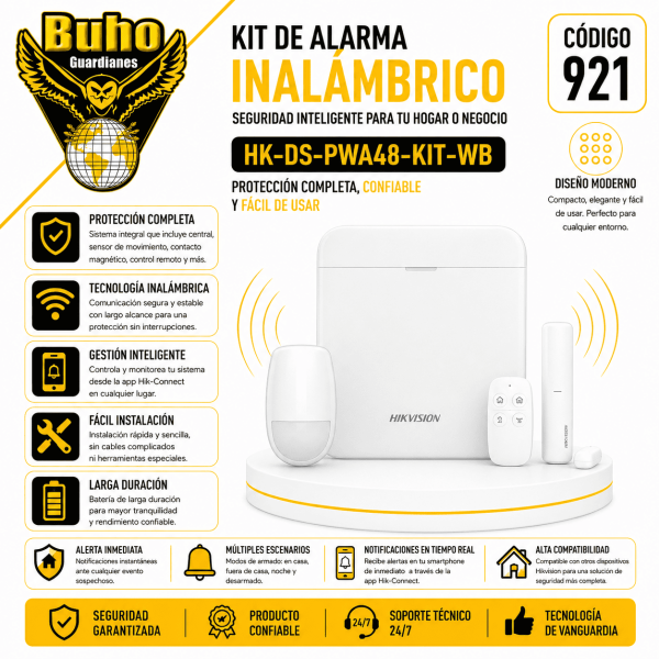 921-AX PRO KIT ALARMA WIFI 48 ZONAS. INCLUYE PANEL, PIR, MAGN Y PULSADOR