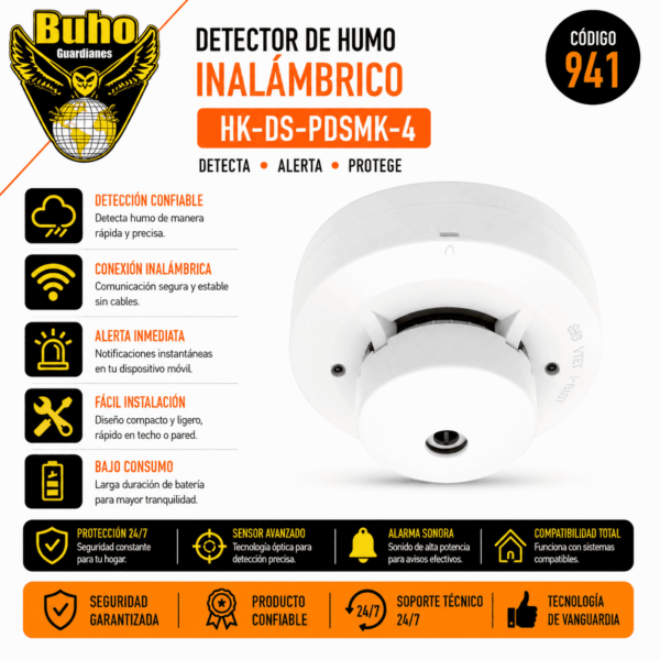 941 - SENSOR DE HUMO CABLEADO 4 HILOS
