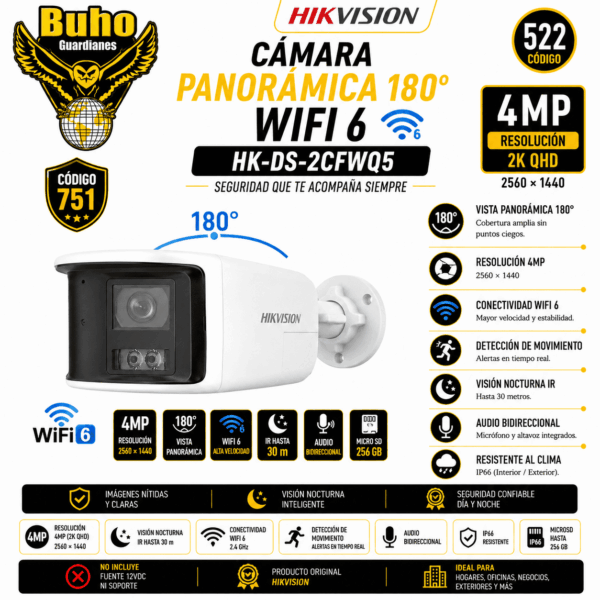 522-EASYLINK CAMARA PANORAMICA 3K 6MP 180° WIFI 6 IR30M