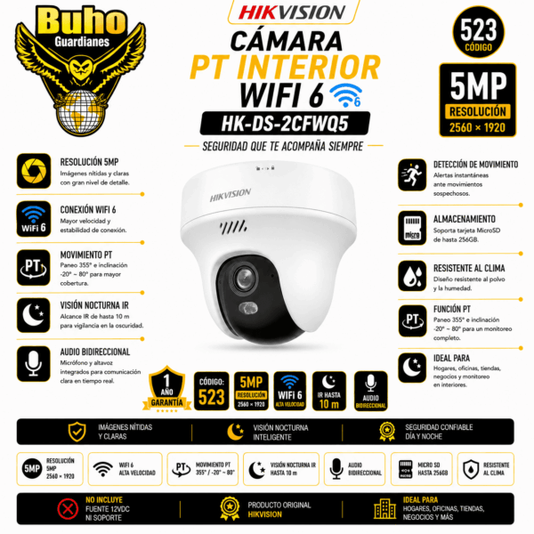 523-EASYLINK CAMARA PT INTERIOR 3K WIFI 6 IR10M AUDIO DOS VIAS