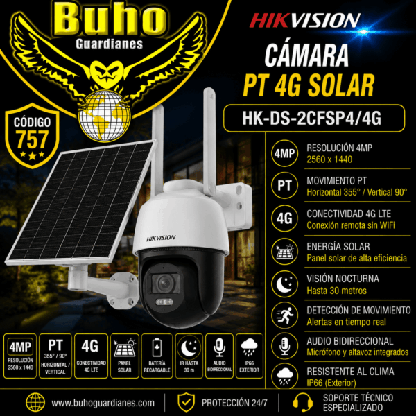 Cámara PT 4G Solar 4MP 24/7