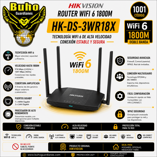 1001-ROUTER WIFI 6 1800M DUAL GIGABIT