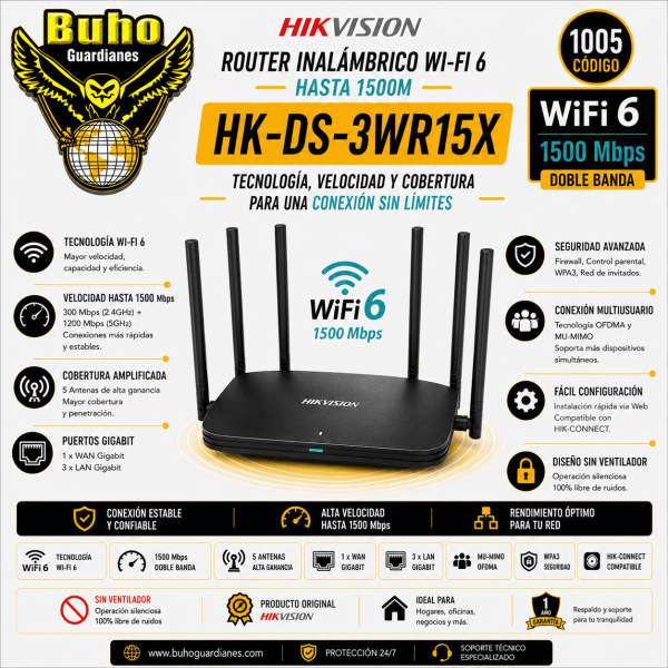 1005-ROUTER WIFI 6 3000M DUAL GIGABIT