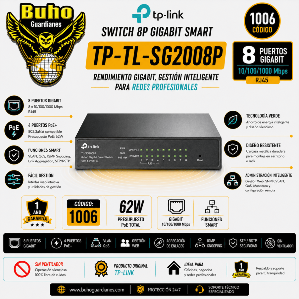 1006-SWITCH 8P GIGABIT SMART SWITCH