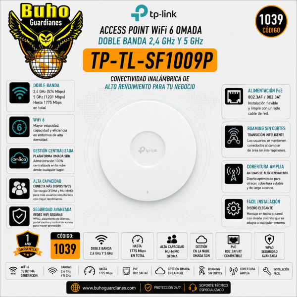 1039-ACCESS POINT AX3600 P/TECHO WIFI 6