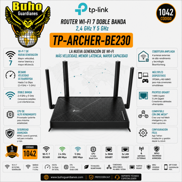 1042-Router Doble Banda Wi-Fi 7 BE3600