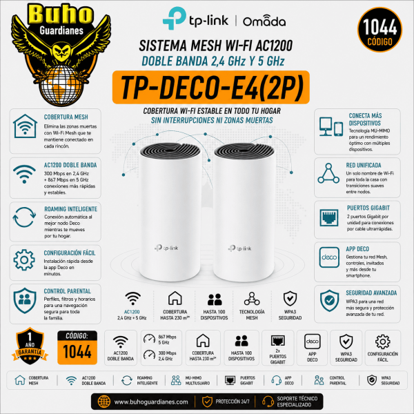 1044-SISTEMA WIFI MESH 300MBPS DUAL 2.4-5GHZ