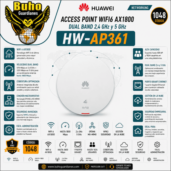 1048-Access Point WIFI6 AX1800 Dual Band 2.4GHz y 5GHz