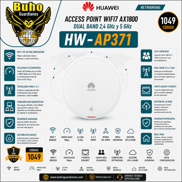 1049-Access Point WIFI7 BE3600 Dual Band PoE 2.4GH y 5GHz