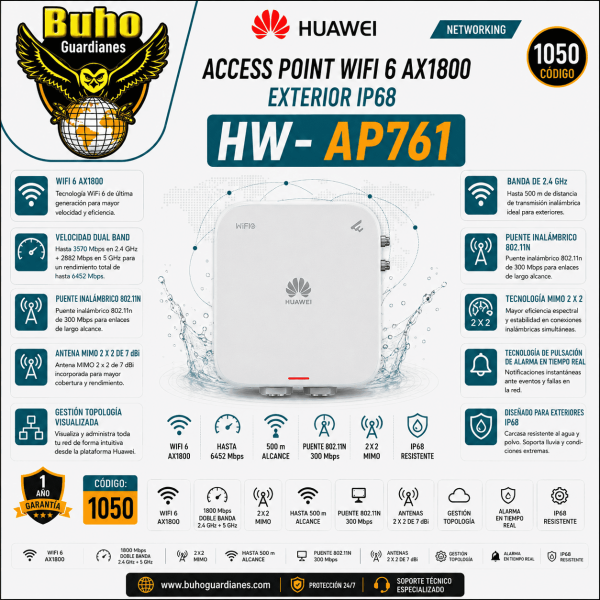 1050-ACCESS POINT WIFI 6 AX1800 EXTERIOR IP68