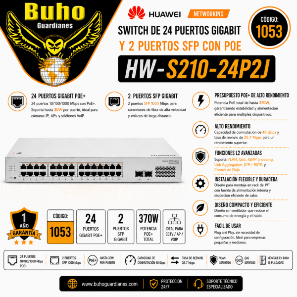 1053 - SWITCH 24P X 10/100/1000 BASE-T,2PX100M/GE/2.5GE SFP. CAPACIDAD 58GBPS