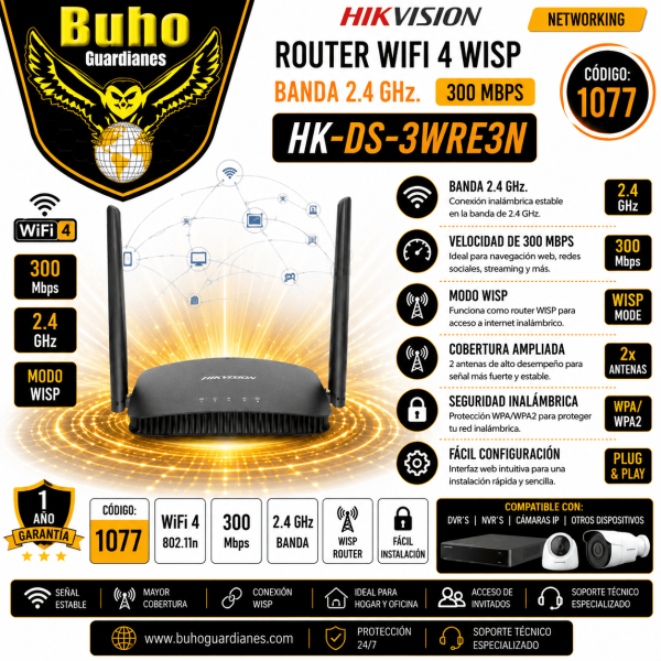 1077 - HIKVISION DS-3WR4G3N ROUTER 4G LTE WIFI N300MBPS