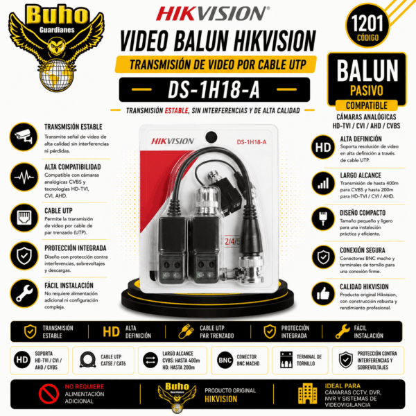 1201-VIDEO BALUN HD/4K HIKVISION
