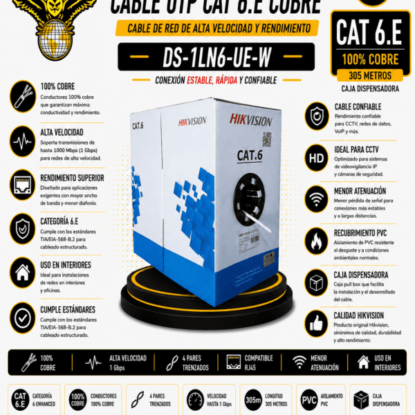 1204-CABLE UTP CAT 6.E  COBRE - HIKVISION