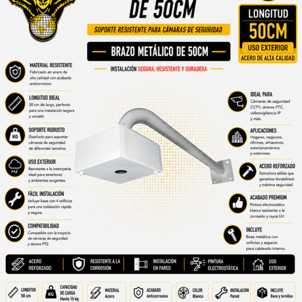 1205-BRAZO METALICO DE 50CM BLANCO